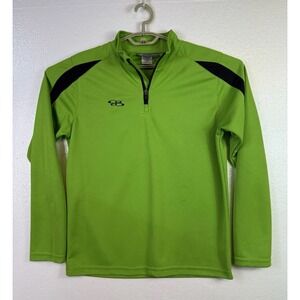 BOOMBAH Athletics Shirt Mens Sz S Green 1/4 Zip Pullover Long Sleeve Logo Sports